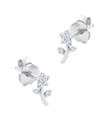 Beautiful Flower CZ Silver Stud Earring STS-6687